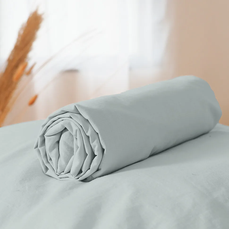 Drap housse 140x190 cm coton lavé LINO gris