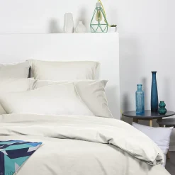 Drap housse 90x190 cm en 100% polyester microfibre LAGO écru bonnet 23 cm