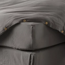Drap housse 160x200 cm en Gaze de coton Granit