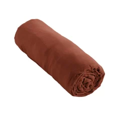 Drap housse 160x200 cm en Gaze de coton Terracotta