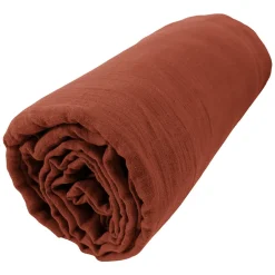 Drap housse 160x200 cm en Gaze de coton Terracotta