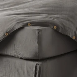 Drap housse 140x190 cm en Gaze de coton Granit
