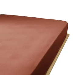 Drap housse 90x190 cm en Gaze de coton Terracotta