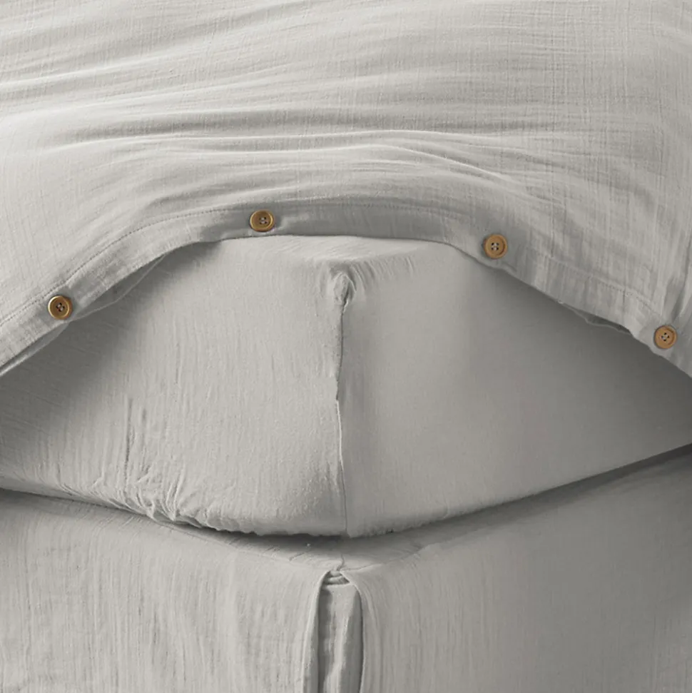 Drap housse 90x190 cm en Gaze de coton Nuage