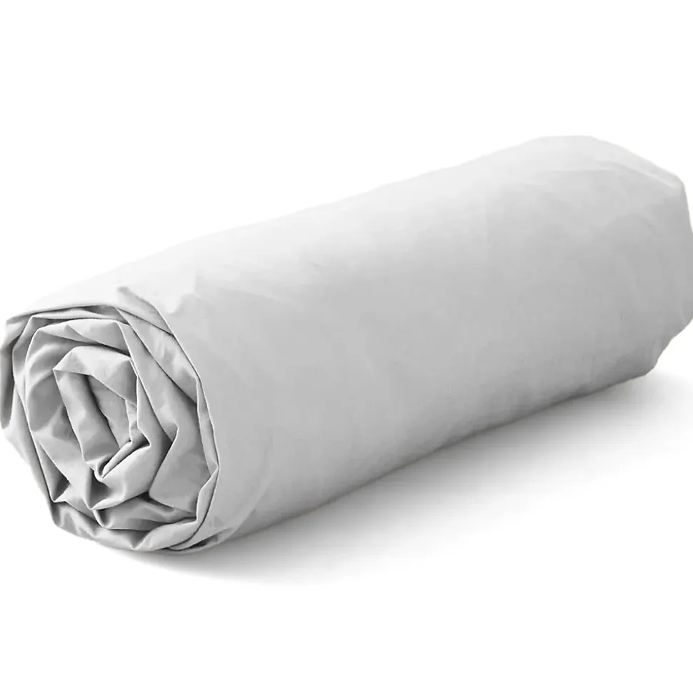 Drap housse 140x200 cm en percale lavée coton PERKAL blanc Saline bonnet 30 cm