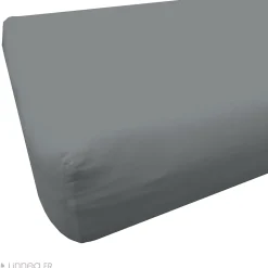 Drap housse 90x190 cm polyester microfibre LAGO gris anthracite bonnet 28 cm