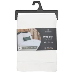 Drap plat - percale - blanc - 180x290 cm - Atmosphera