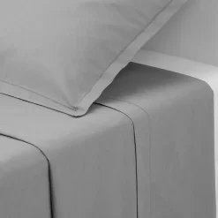 Drap plat - percale - gris - 180x290 cm - Atmosphera