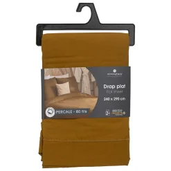 Drap plat - percale - mordoré - 240x290 cm - Atmosphera
