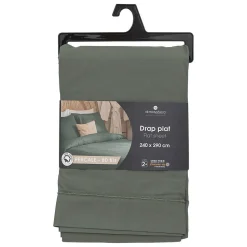 Drap plat - percale - vert - 240x290 cm - Atmosphera