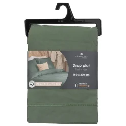Drap plat - percale - vert - 180x290 cm - Atmosphera