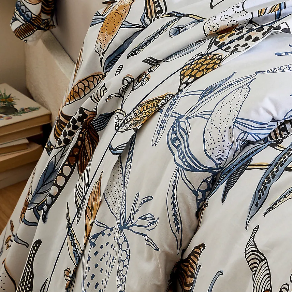 Drap plat aux fleurs exubérantes (180x290 cm - Blanc)