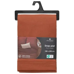 Drap plat Carina en coton 180x290cm rose terracotta - Atmosphera
