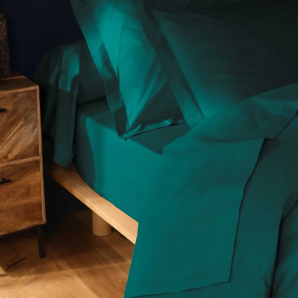 Drap plat coton 240 x 300 cm biolina emeraude