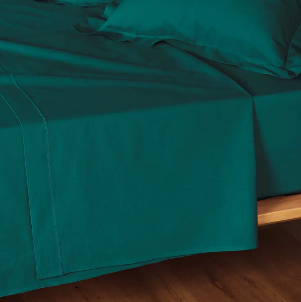 Drap plat coton 240 x 300 cm biolina emeraude