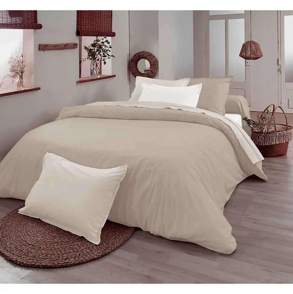 Drap plat en 100% coton biologique (180x290 cm - Ficelle)