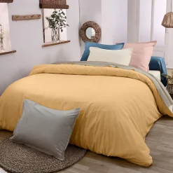 Drap plat en 100% coton biologique (280x300 cm - Jaune)
