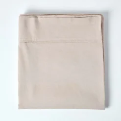 Drap plat en lin lavé beige, 230x255 cm - HOMESCAPES