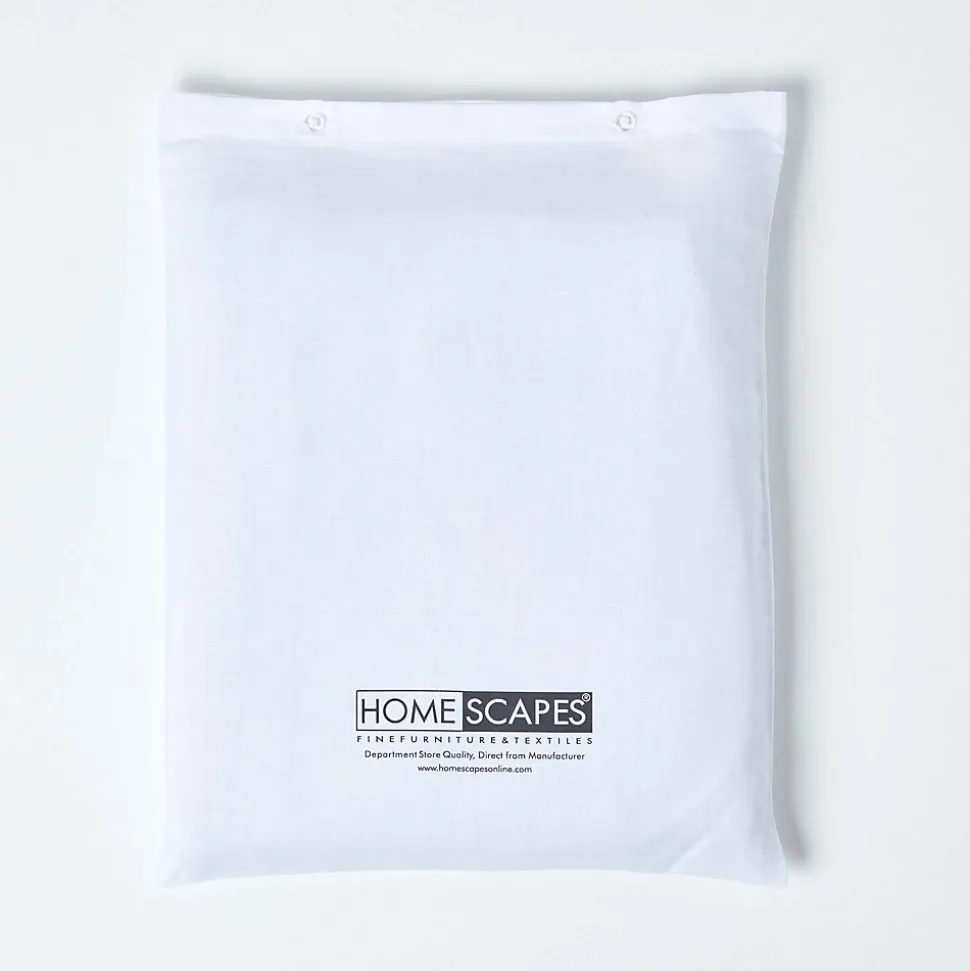 Drap plat en lin lavé blanc, 240x275 cm - HOMESCAPES