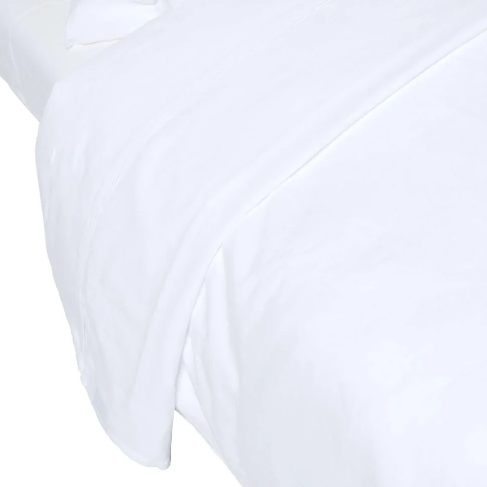 Drap plat en lin lavé blanc, 275x275 cm - HOMESCAPES