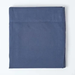 Drap plat en lin lavé bleu marine, 240x275 cm - HOMESCAPES