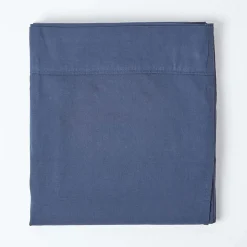 Drap plat en lin lavé bleu marine, 230x255 cm - HOMESCAPES