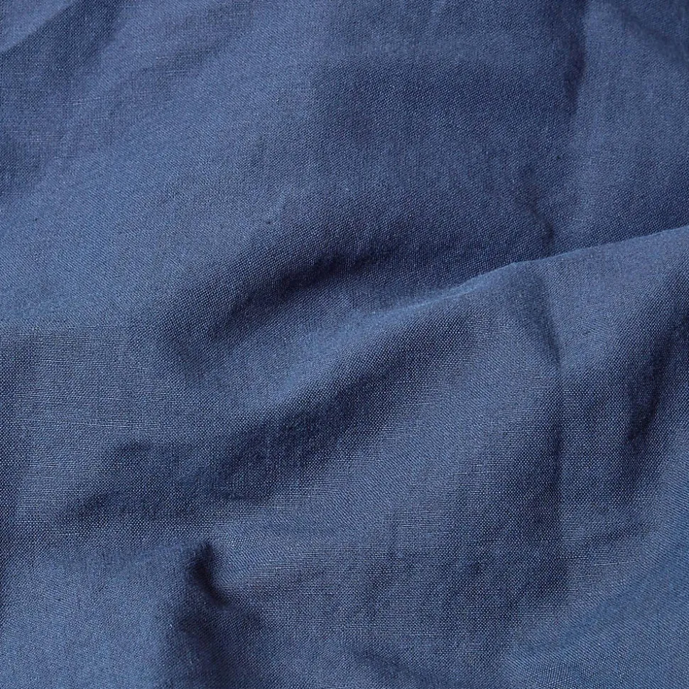 Drap plat en lin lavé bleu marine, 230x255 cm - HOMESCAPES