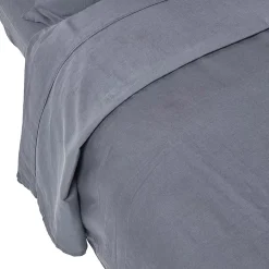 Drap plat en lin lavé gris, 178x255 cm - HOMESCAPES