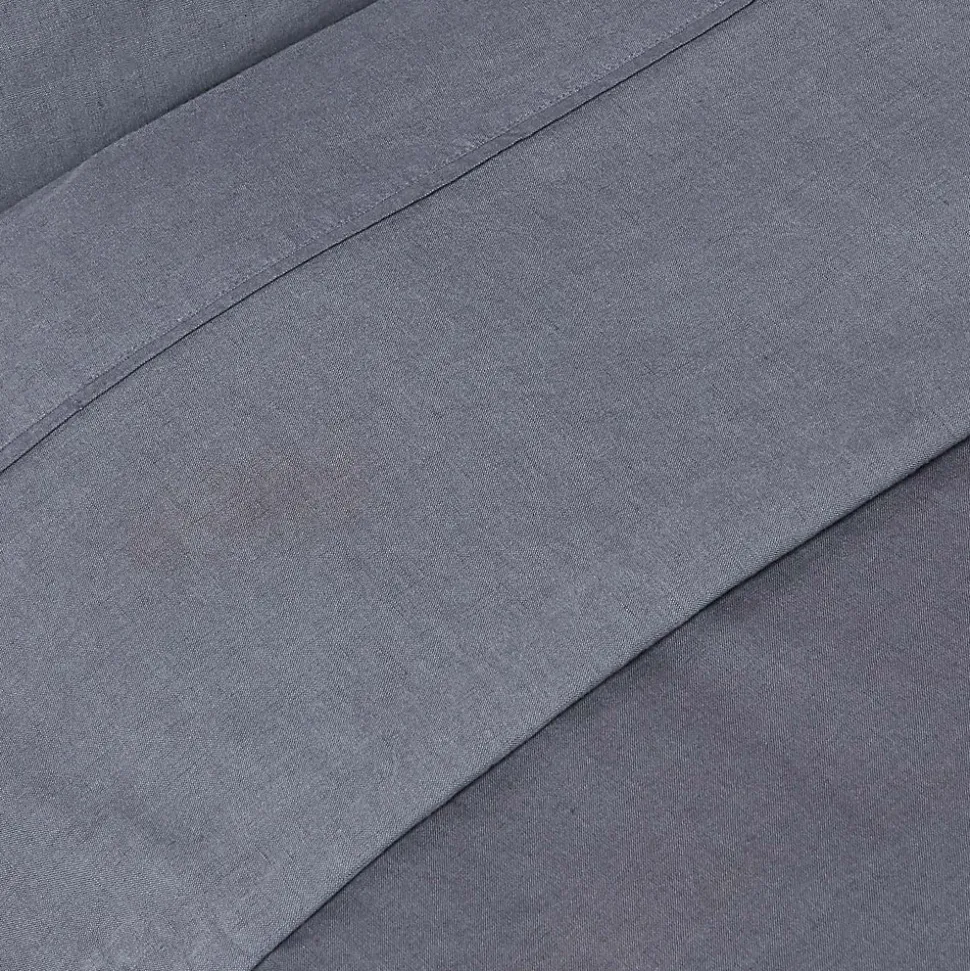 Drap plat en lin lavé gris, 240x275 cm - HOMESCAPES