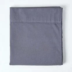 Drap plat en lin lavé gris, 230x255 cm - HOMESCAPES