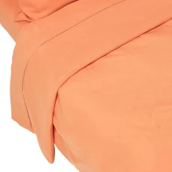 Drap plat en lin lavé orange, 240x300 cm - HOMESCAPES