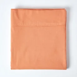 Drap plat en lin lavé orange, 275x275 cm - HOMESCAPES