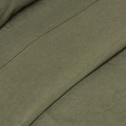 Drap plat en lin lavé vert mousse, 178x255 cm - HOMESCAPES