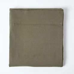 Drap plat en lin lavé vert mousse, 240x275 cm - HOMESCAPES