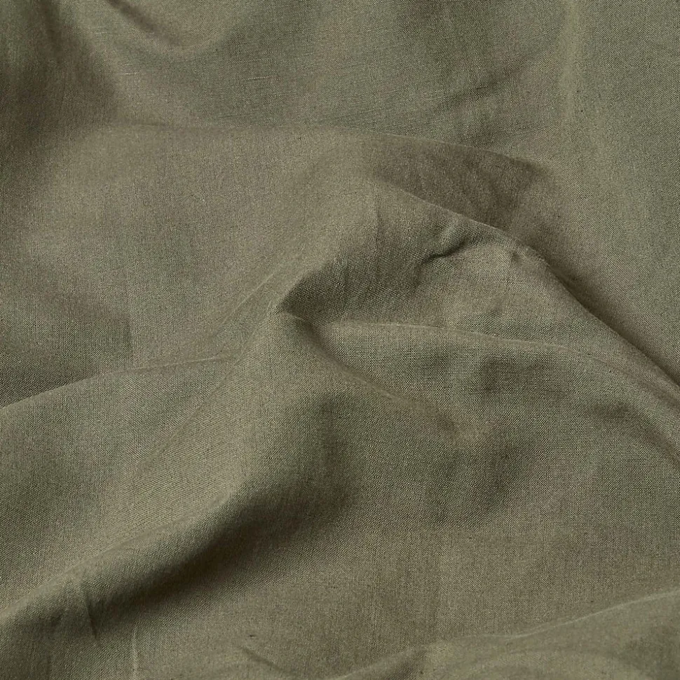 Drap plat en lin lavé vert mousse, 275x275 cm - HOMESCAPES