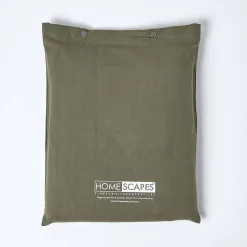 Drap plat en lin lavé vert mousse, 240x300 cm - HOMESCAPES