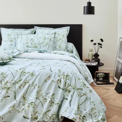 Drap plat en percale de coton au style anglais (240x310 cm - Céladon)