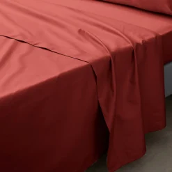 Drap plat en percale de coton Terracotta