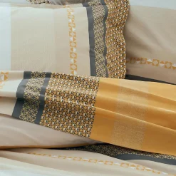Drap plat en percale de coton au style ethnique chic (240x310 cm - Jaune)