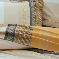 Drap plat en percale de coton au style ethnique chic (180x290 cm - Jaune)