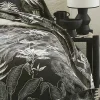 Drap plat en satin aux feuilles tropicales (280x325 cm - Gris anthracite)