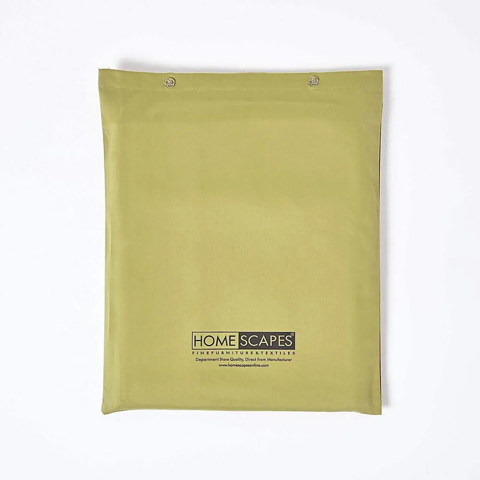 Drap plat en satin de coton égyptien 1000 fils vert olive, 180x290 cm - HOMESCAPES