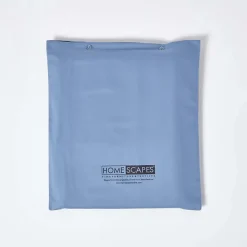 Drap plat en satin de coton égyptien 1000 fils bleu, 275x275 cm - HOMESCAPES