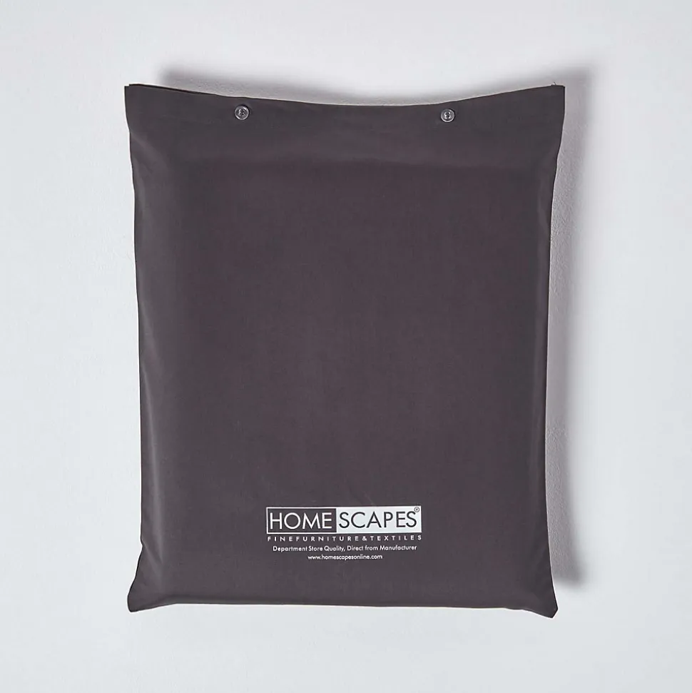 Drap plat en satin de coton égyptien 1000 fils gris foncé, 240x275 cm - HOMESCAPES