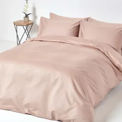 Drap plat en satin de coton égyptien 1000 fils taupe, 275x275 cm - HOMESCAPES