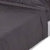 Drap plat en satin de coton égyptien 1000 fils gris foncé, 180x290 cm - HOMESCAPES