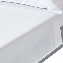 Drap plat en satin de coton égyptien 1000 fils blanc, 240x300 cm - HOMESCAPES