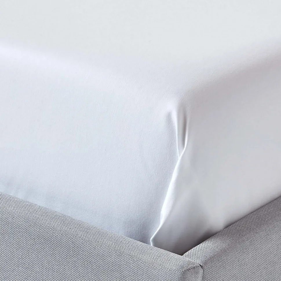 Drap plat en satin de coton égyptien 1000 fils blanc, 240x300 cm - HOMESCAPES