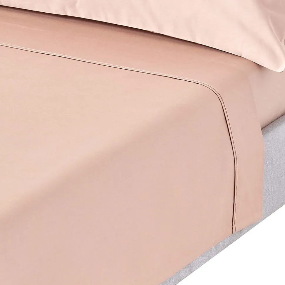 Drap plat en satin de coton égyptien 1000 fils taupe, 270x300 cm - HOMESCAPES