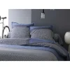 Drap Plat en Satin de Coton (180x290 cm - Bleu)